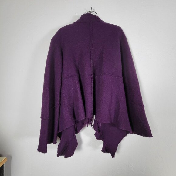 Marisa Christina Womens Purple Wool Ruffled Cardigan Sweater Large Tie-Front - Picture 2 of 7